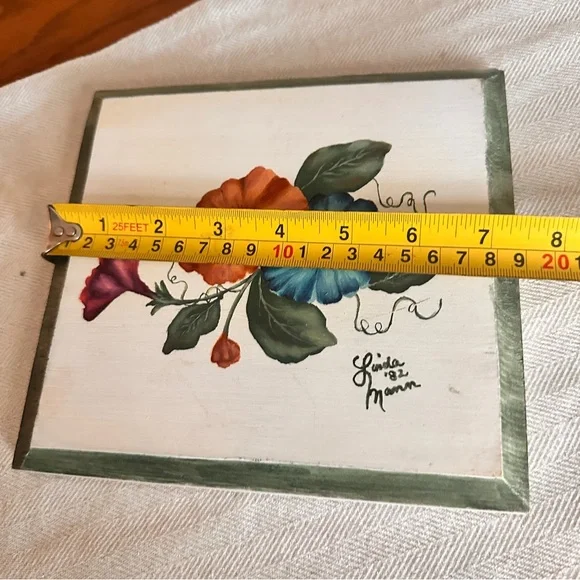 Floral Painted Wooden Plaque - Picture 3 of 5